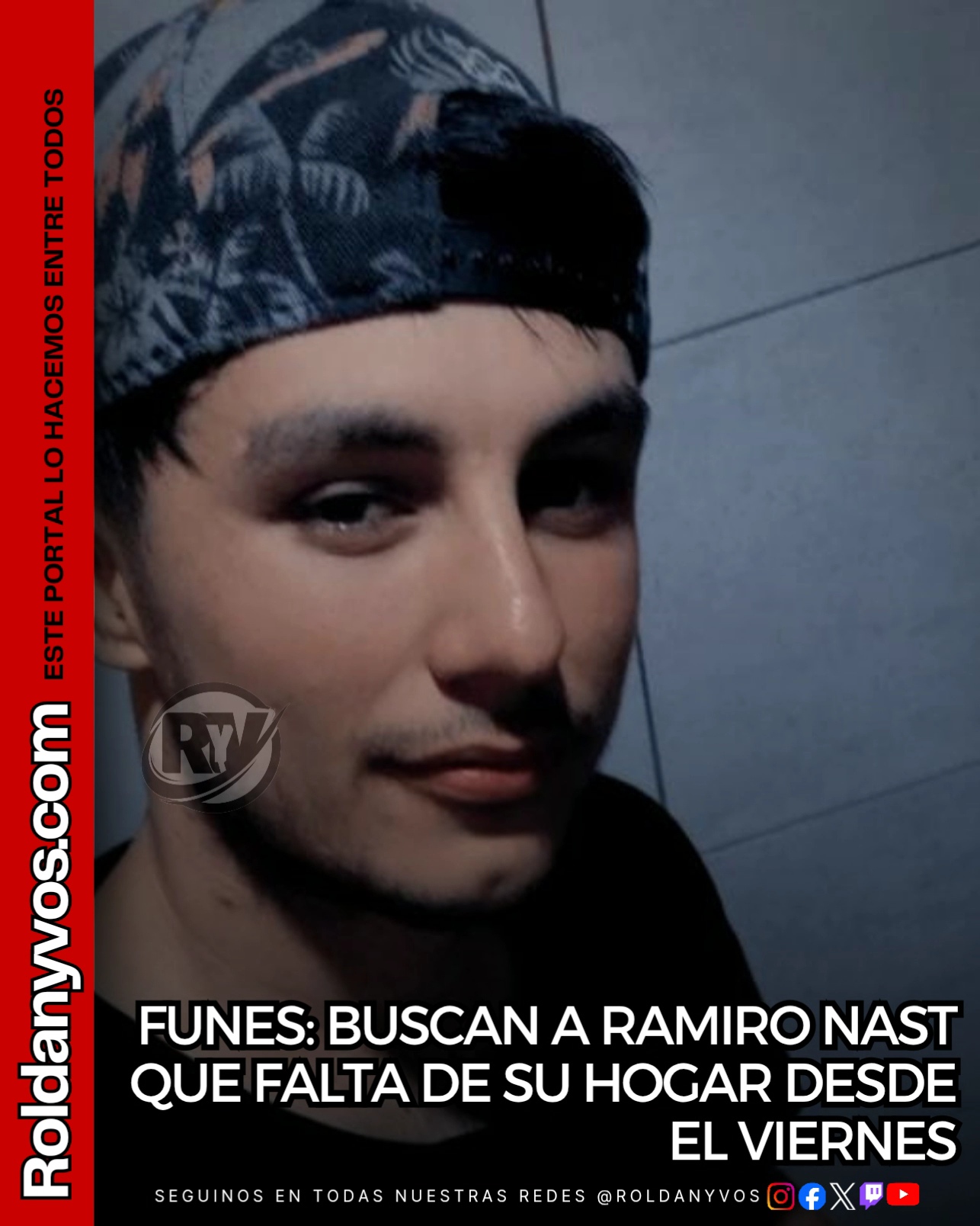 Buscan a Ramiro Nast en Funes: tiene 23 años y desapareció tras un cumpleaños